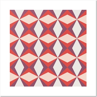 Retro Geometric Diamond Pattern Posters and Art